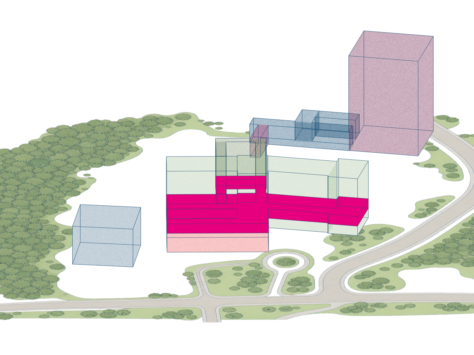 Gebäude- und Etagenübersicht des Kreiskrankenhauses: 3. Obergeschoss